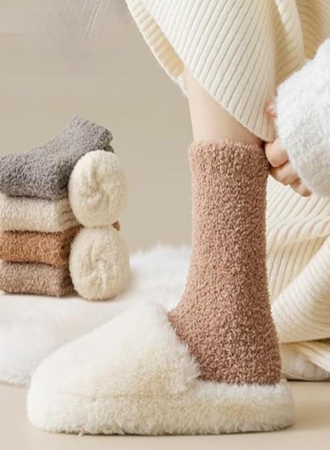 Sumleno Women Fuzzy Socks Warm Cozy Fluffy Socks Aesthetic Thick Fleece Thermal Slipper Socks for Winter Christmas Gifts (Muticolor -7 Pairs,One Size) - Image 5